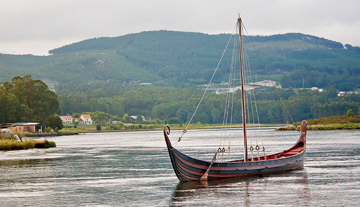 A photo of a viking funeral boat