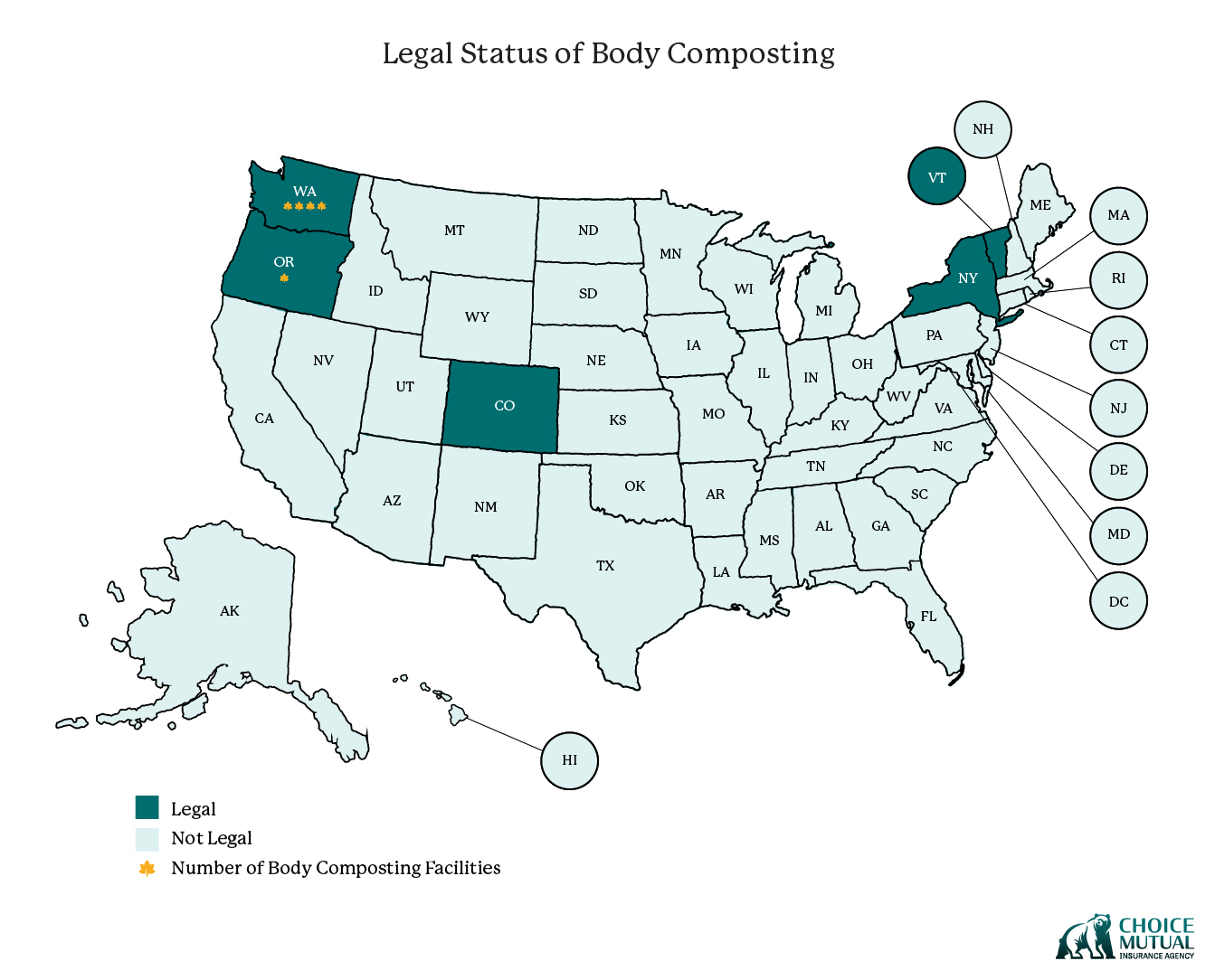 state map showing where body composting is legal