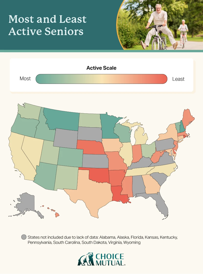A heatmap of the U.S. showing where senior citizens are most active.