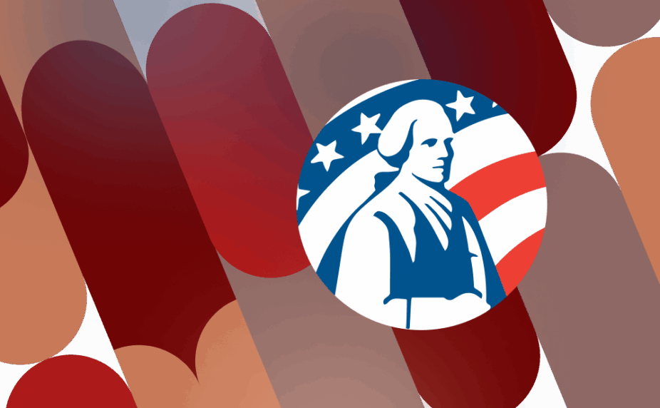 Pattererned graphic with Colonial Penn life insurance logo