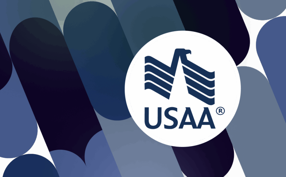 Pattererned graphic with USAA life insurance logo
