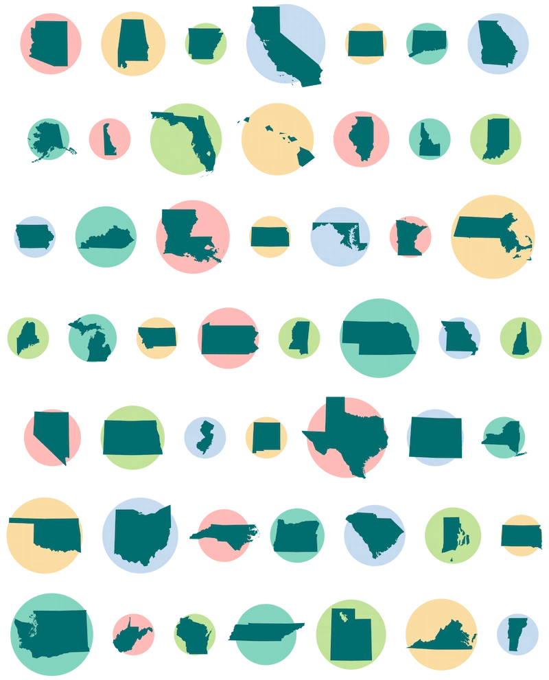 Abstract geometric pattern with U.S. States